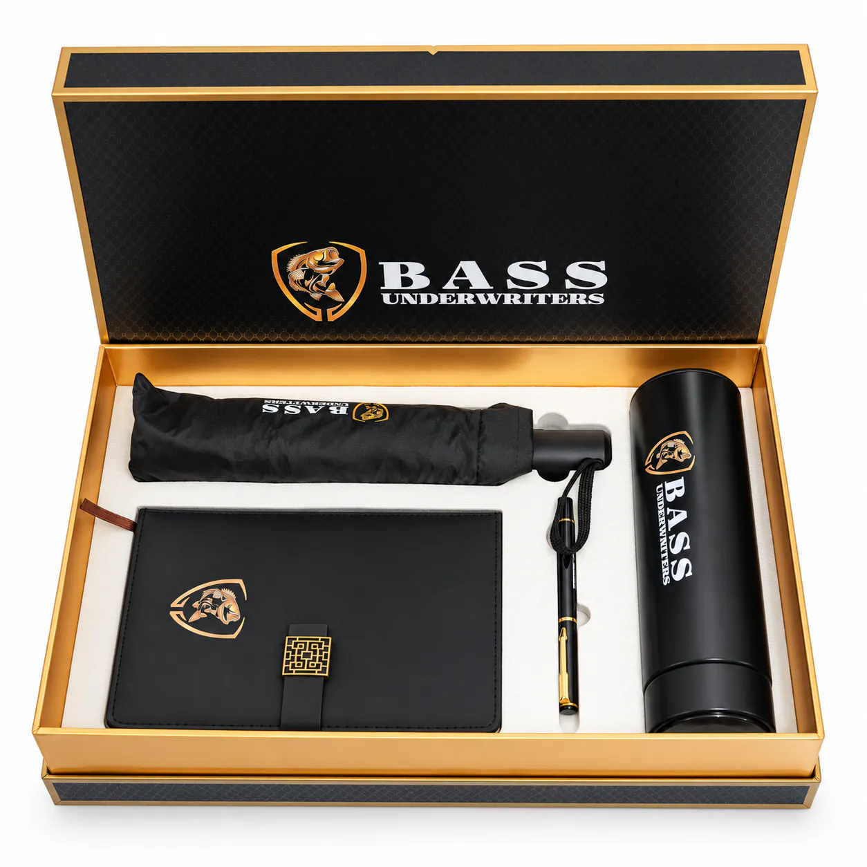 All-in-One Business Gift Bundle with Notebook, Pen, Tumbler and Umbrella